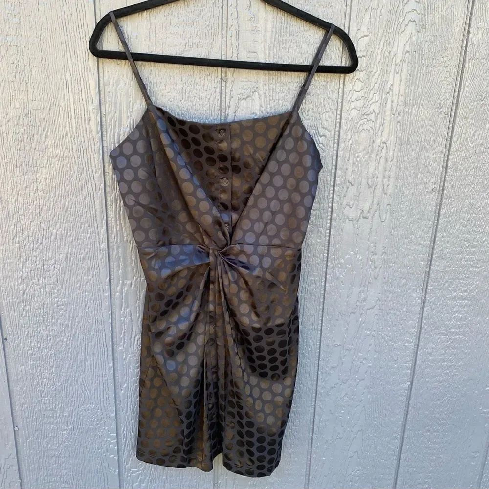 Lush Bustier Slip Dress With Black Polka Dots M